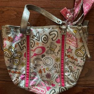 Multicolored Pink White & Silver Coach Bag with Bandeau!!!